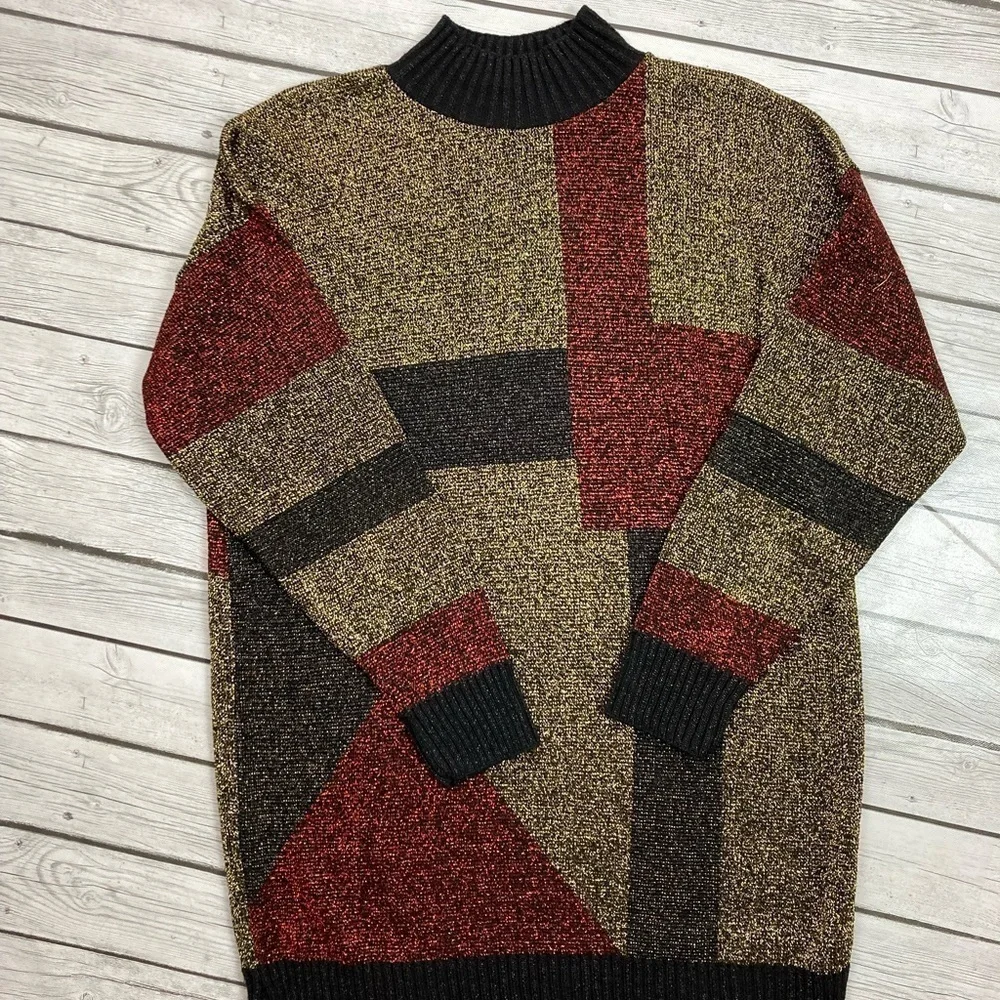 Vintage Knitmakers Metallic Tunic Length Sweater